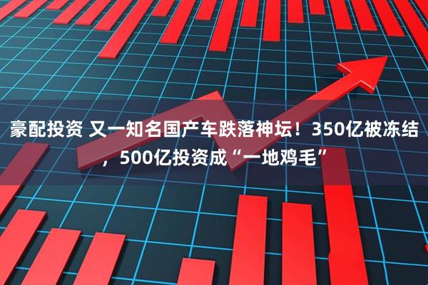 豪配投资 又一知名国产车跌落神坛！350亿被冻结，500亿投资成“一地鸡毛”